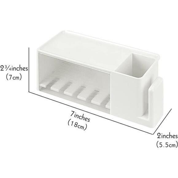 Wall mount toothbrush holder with cover self adhesive bathroom organizer storage - Picture 3 of 7